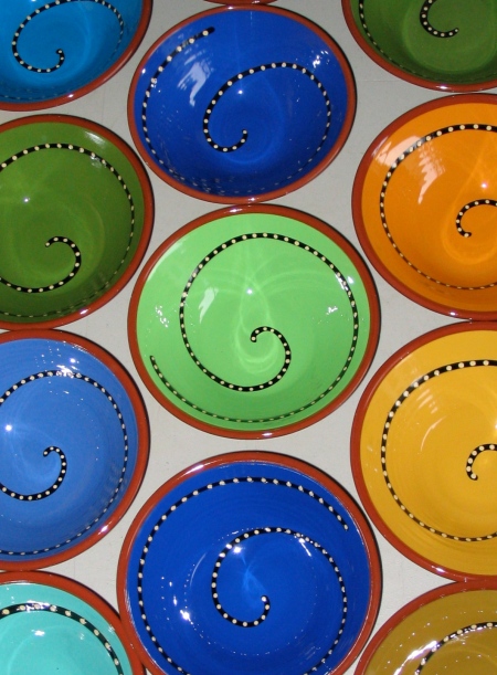spiral bowls, our town pottery, handmade earthenware